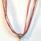 Red Organza Wax String Necklace Purple Millifori Teardrop Pendant