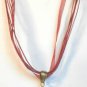 Red Organza Wax String Necklace Purple Millifori Teardrop Pendant