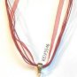 Red Organza Wax String Necklace Purple Millifori Teardrop Pendant