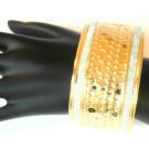 Gold Silver Tone Textured Cuff Bracelet Circles