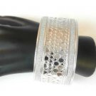 Silver Tone Textured Cuff Bracelet Circles