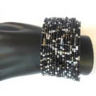 Black Seed Bead Wire Wrap Cuff Bracelet
