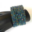 Metallic Blue Seed Bead Wire Wrap Cuff Bracelet