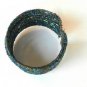 Metallic Blue Seed Bead Wire Wrap Cuff Bracelet