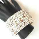 White Seed Bead Wire Wrap Cuff Bracelet