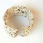 White Seed Bead Wire Wrap Cuff Bracelet