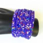Purple Seed Bead Wire Wrap Cuff Bracelet