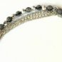 Black Silver Tone Faceted  Bead Bracelet Polka Dots Chains