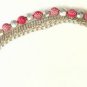 Pink Silver Tone Faceted Bead Bracelet Polka Dots Chains