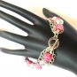 Pink Silver Tone Faceted Bead Bracelet Polka Dots Chains
