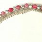 Pink Silver Tone Faceted Bead Bracelet Polka Dots Chains