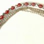 Red Silver Tone Faceted  Bead Bracelet Polka Dots Chains