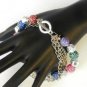 Multi Color Silver Tone Faceted  Bead Bracelet Polka Dots Chains