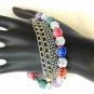 Multi Color Silver Tone Faceted  Bead Bracelet Polka Dots Chains
