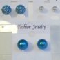 Lot 3 Blue White Stud Pearl Tone Earrings