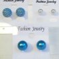 Lot 3 Blue White Stud Pearl Tone Earrings