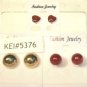 Lot 3 Red Stud Sparkle Heart Gold Tone Earrings