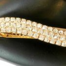 Clear Rhinestone Studded Gold Tone Wavy Hair Clip Barrette Gorgeous!