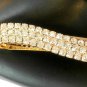 Clear Rhinestone Studded Gold Tone Wavy Hair Clip Barrette Gorgeous!