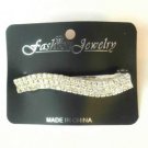 Clear Rhinestone Studded Silver Tone Wavy Hair Clip Barrette Gorgeous!
