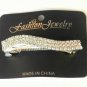 Clear Rhinestone Studded Silver Tone Wavy Hair Clip Barrette Gorgeous!