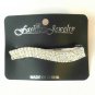 Clear Rhinestone Studded Silver Tone Wavy Hair Clip Barrette Gorgeous!