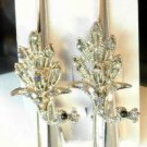 Clear Rhinestone Studded Peacock Salon Hair Clip Silver Tone Set 2
