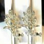 Clear Rhinestone Studded Peacock Salon Hair Clip Silver Tone Set 2
