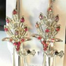 Pink Rhinestone Studded Peacock Salon Hair Clip Barrette Silver Tone Set 2
