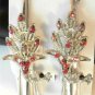 Pink Rhinestone Studded Peacock Salon Hair Clip Barrette Silver Tone Set 2