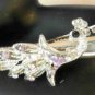 Purple Rhinestone Studded Peacock Salon Hair Clip Barrette Silver Tone Set 2