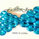 Large Oval Dark Aqua Rhinestone Studded Hair Bow Alligator Clip Barrette