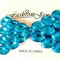 Large Oval Dark Aqua Rhinestone Studded Hair Bow Alligator Clip Barrette