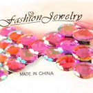 Large Oval Pink Rhinestone Studded Hair Bow Alligator Clip Barrette