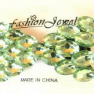 Large Oval Green Rhinestone Studded Hair Bow Alligator Clip Barrette