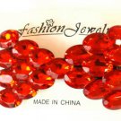 Large Oval Red Rhinestone Studded Hair Bow Alligator Clip Barrette