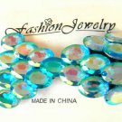 Large Oval Aqua Rhinestone Studded Hair Bow Alligator Clip Barrette