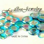 Large Oval Aqua Rhinestone Studded Hair Bow Alligator Clip Barrette