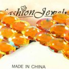 Large Amber Yellow Rhinestone Studded Hair Bow Alligator Clip Barrette