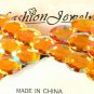Large Amber Yellow Rhinestone Studded Hair Bow Alligator Clip Barrette