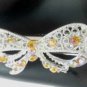 Orange Rhinestone Bow Alligator Hair Clip Barrette Silver Tone Set 2