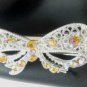 Orange Rhinestone Bow Alligator Hair Clip Barrette Silver Tone Set 2