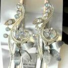 Gray Acrylic Rhinestone Salon Alligator Hair Clip Barrette Silver Tone Set 2