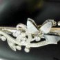 Gray Acrylic Rhinestone Salon Alligator Hair Clip Barrette Silver Tone Set 2