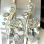 Gray Acrylic Rhinestone Salon Alligator Hair Clip Barrette Silver Tone Set 2