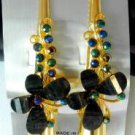 Black Butterfly Rhinestone Salon Alligator Hair Clip Barrette Gold Tone Set 2