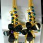 Black Butterfly Rhinestone Salon Alligator Hair Clip Barrette Gold Tone Set 2