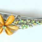 Yellow Acrylic Flower Rhinestone 5" Salon Hair Clip Alligator Barrette Gorgeous!