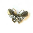 Clear Butterfly Fashion Brooch Broach Pin Gold Tone