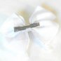 White Hair Bow Pink Polka Dots Alligator Clip Barrette